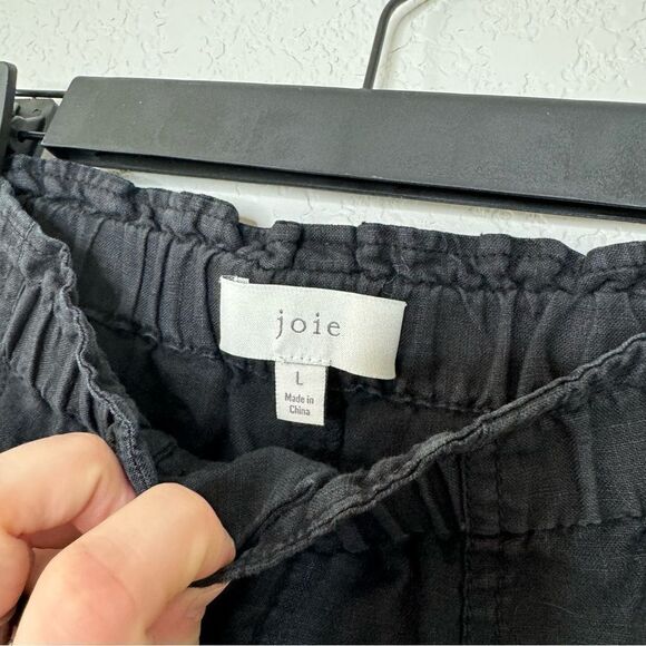 Joie Black Caviar Button Fly Derren B Linen Cinch Ankle Joggers Pants Size M - Picture 4 of 5